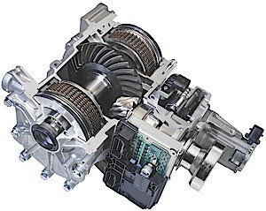 This rear differential can control the power to the rear wheels. These differentials can act like a locking, limited-slip or open differential with only a change of the electronically controlled clutches.