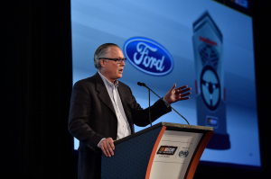 Tim Duerr, Ford Performance motorsports marketing manager talking during the NASCAR Fuel for Business council meeting in Las Vegas. (Courtesy NASCAR via Getty Images)